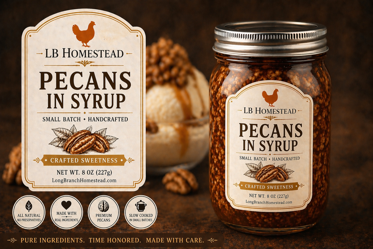 Pecans in Syrup (Wet Pecans) 8 oz